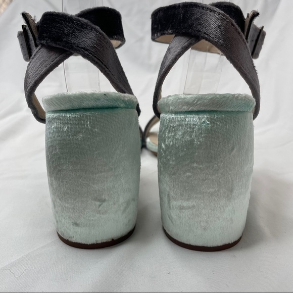 Midas Block Heel Sandals Blue Velvet Strappy - Picture 3 of 11